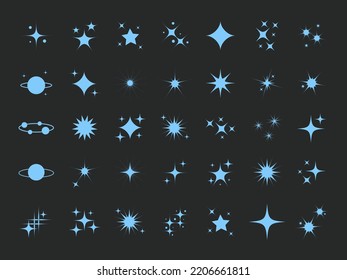 Super premium set vector star modern stars. Sparkle star icon collection. Twinkling stars symbol in black design. Vector illustration.