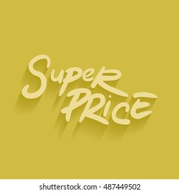 super price hand written text, illustration in yellow color backdrop
