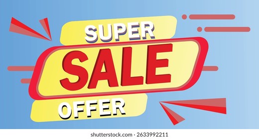 Super promo 3d editable text effect template Super sale promotional banner. Super sale promo with discount offer for online shopping, special offer, voucher, website, social media advertising Super sa