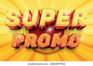 Super Promo Banner 3D Vector Illustration Promotion Big. banner template design. web banner for mega sale promotion discount