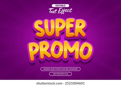 Super promo editable text effect design with purple comic style background