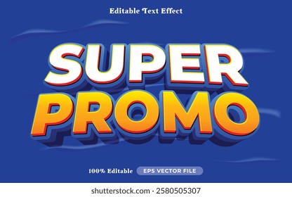 super promo editable text effect modern color shiny. bold Text style effect. Editable fonts vector files