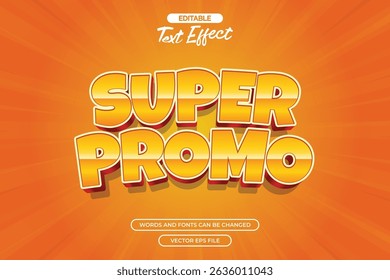 Super promo editable text effect with orange cartoon text and with orange comic background