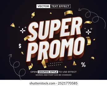 super promo texto editável, efeito de fonte, texto 3d para título