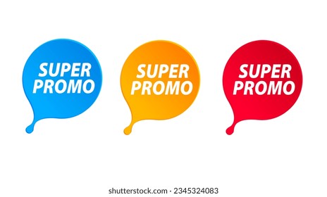 Super promo label. Promo discount message symbol. Sale advertising sign. Limited offer banner, poster. Special offer badge shape. Vector illustration