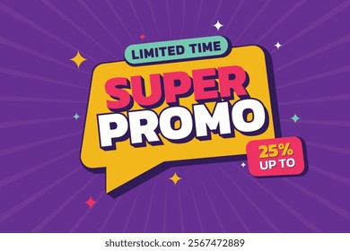 super promo offer vector dessign, discount tag, up to 25%, limited time offer.