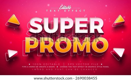Super Promo Sale Editable Text Effect Design Vector Graphic Style Effect with Shadow and Yellow 3D Typography Lettering on Red Background. Premium Scalable Shopping Day Illustration Template for Promo