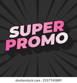 Super promo. Text effect design in square size with bold font and 3D look