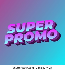 Super promo. Text effect design in square size with bold font and 3D look