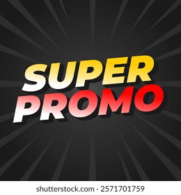 Super promo. Text effect design in square size with bold font and 3D look