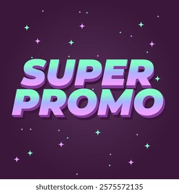 Super promo. Text effect design in square size with bold font and 3D look