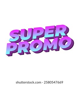 Super promo. Text effect design in square size with bold font and 3D look. white background
