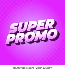 Super promo. Text effect design in square size with bold font and 3D look