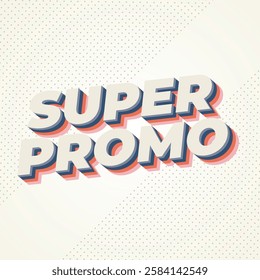 Super promo. Text effect design in square size with bold font and 3D look