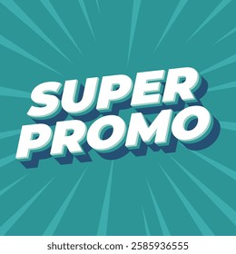 Super promo. Text effect design in square size with bold font and 3D look