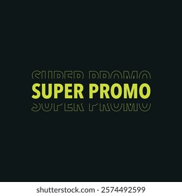 Super promo text effect for discount banner on dark background. Vector flat illustration