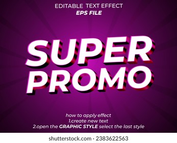 super promo text effect, font editable, typography, 3d text. vector template