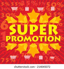 SUPER PROMOTION! wording on percetage discount in pop art style, vector format