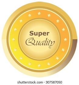 super quality button yellow on white background