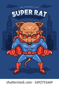 Super Rat Vector Illustration for mascot, print, sticker, etc