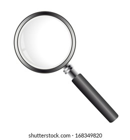 Super realistic magnifying glass isolated on white background