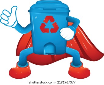 Super Recycle Bin Going To Fly, 3d realistic isolated vector illustration