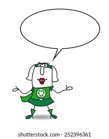 The Super recycling woman helps you for the recycling process