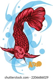 Super red arowana illustration vector