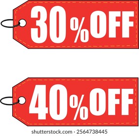 super red color tag 30.40 Percent off .Discount sale.isolated on white background