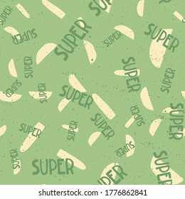 Super. Retro pattern for print design. Cartoon vector illustration. Romantic seamless texture design. Hand drawn calligraphy lettering vector illustration.