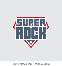 Super Rock - Print for t-shirt with original lettering. Super Rock logo template with stars.