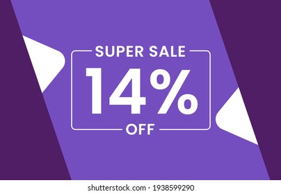 Super Sale 14% Off Banner, Sale tag 14% off vector illustration