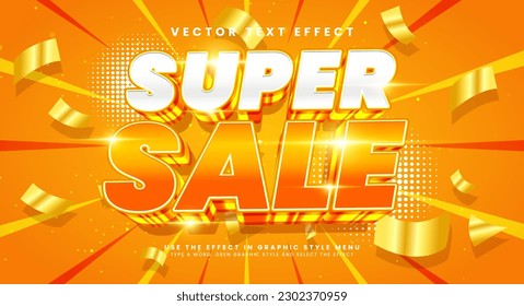 Super sale 3d editable vector text style effect. Vector text effect with luxury concept.