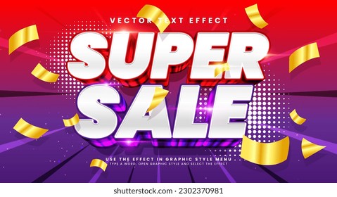 Super Sale 3d bearbeitbaren Vektorgrafik-Stil-Effekt. Vektortexteffekt mit Luxus-Konzept.