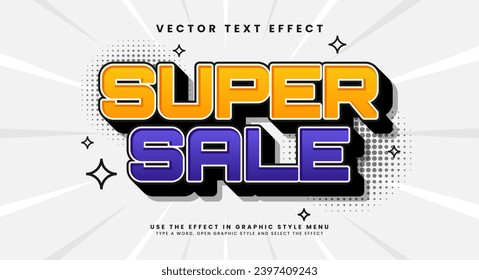 Super sale 3d editable vector text style effect. Vector text effect with luxury concept.