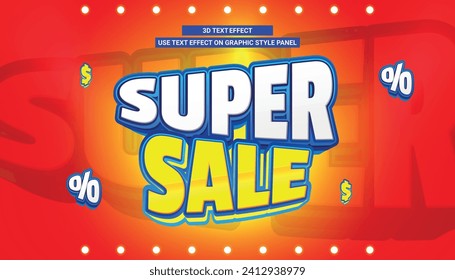 SUPVENTA REFERENCIA DE TEXTO 3D EFECTO DE VECTOR EDITABLE DESCUENTO DE LA PROMOCIÓN DE LA CASHBACK FONDO 5