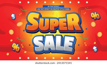 SUPER SALE 3D TEXT EFFECT EDITABLE VECTOR PROMOTION DISCOUNT CASHBACK BACKGROUND 7