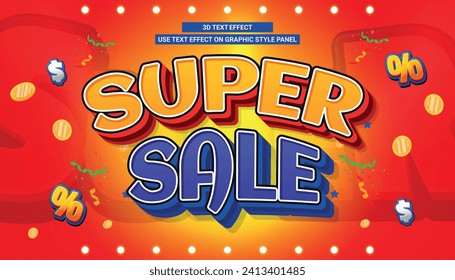 SUPER SALE 3D TEXT EFFECT EDITABLE VECTOR PROMOTION DISCOUNT CASHBACK BACKGROUND 8