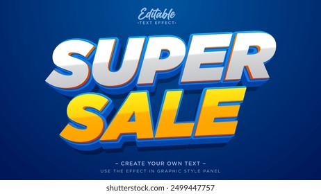 Efecto de texto 3D de venta estupenda. Efecto de texto editable para la promoción del producto