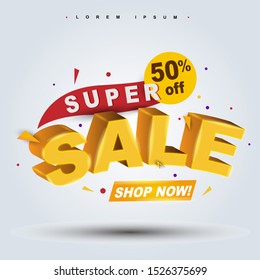 super sale 3d text title header final sale banner. Vector illustration. for promotional product or service and more