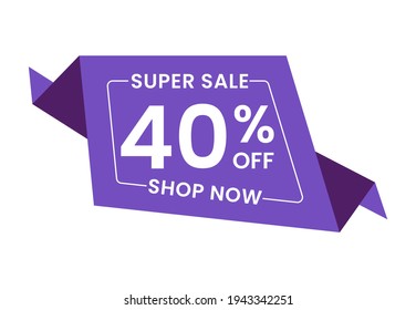 Super Sale 40% Off Shop Now. 40 Percent Discounts Banner