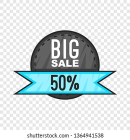 Super sale with 50 discount icon in cartoon style isolated on background for any web design 