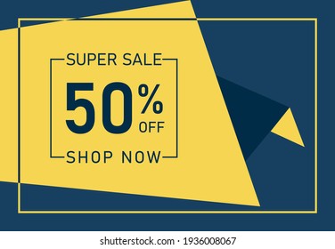 Super Sale 50% OFF Banner. Discount offer price tag. 50% OFF Special Discount offer