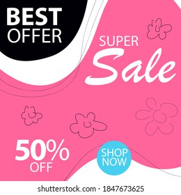 Super Sale 50% off Best Offer Shop Now Label Tag Vector Template Design Illustration