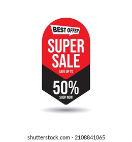 super sale, up to 50% off, limited time offer, special discount, shop now, elements icon, label designs
