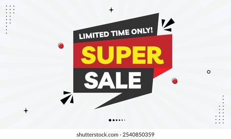 Super Sale - Up to 50% Off! Limited Time Only: Eye-Catching Sale Banner Templates in Black, Red, Yellow, and White with Gradient Backgrounds, Perfect for Stunning Element Shapes and Bold Designs