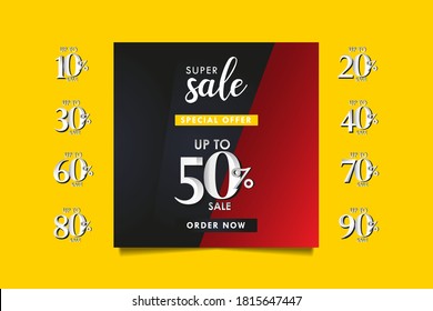 Super Sale up to 50% off Special Offer, Order Now Vector Template Design Illustration
