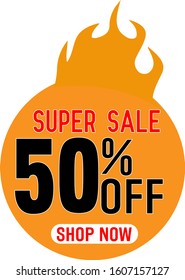 Super Sale 50 percen off  - vector creative banner illustration. Abstract concept discount promotion layout on white background. Design elements.