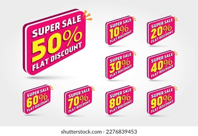 Super Sale 50 percent flat discount label, sticker, bunch of labels 