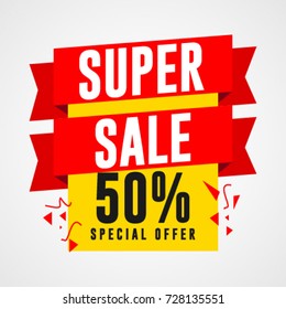 Super Sale 50% Special Offer Logo Vector Template Design
